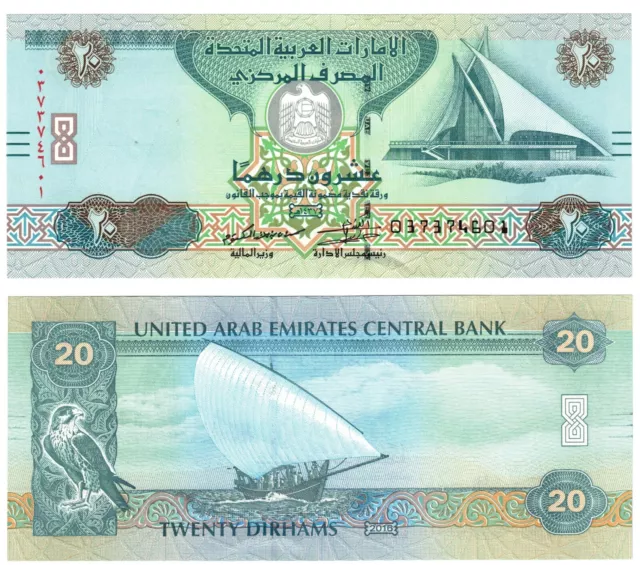 2016 UAE United Arab Emirates 20 Dirham P28d UNC Banknote