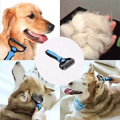 Dog Pet Grooming Brush Double Sided Shedding and Dematting Undercoat Rake Comb