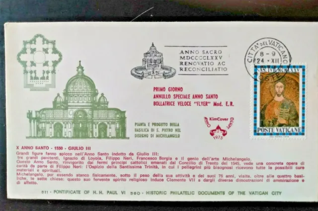 Vatican City Holy Year 1975 Kim  Cachet Cover