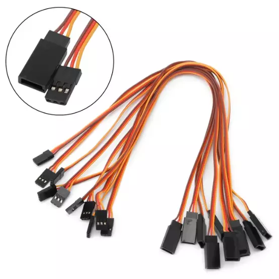 MWMotoSports 10x Male to Female JR Connector Servo Extension Cable 20cm 3 Pin