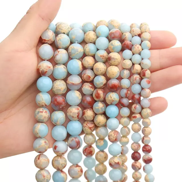 Aqua Terra Jasper Smooth Round Beads 4mm 6mm 8mm 10mm 15.5" Strand