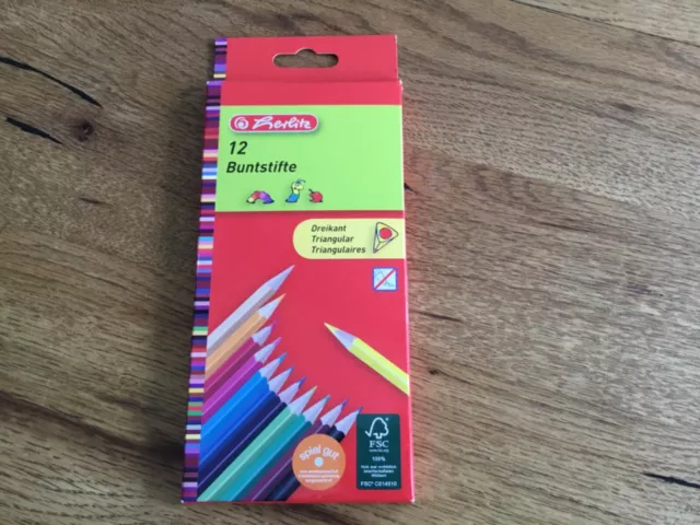 Herlitz 12 Buntstifte Holzstifte Dreikant *NAGELNEU*