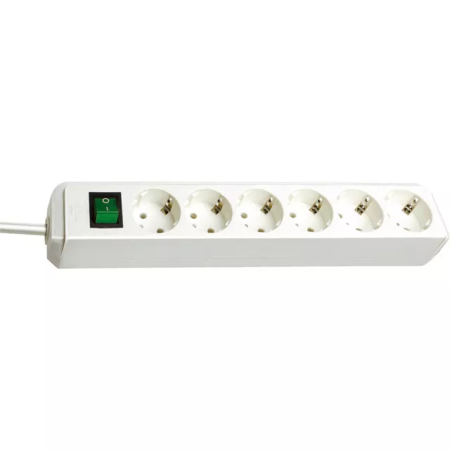 brennenstuhl Eco-Line 6-fach Steckdosenleiste mit Schalter 3,0 m weiß