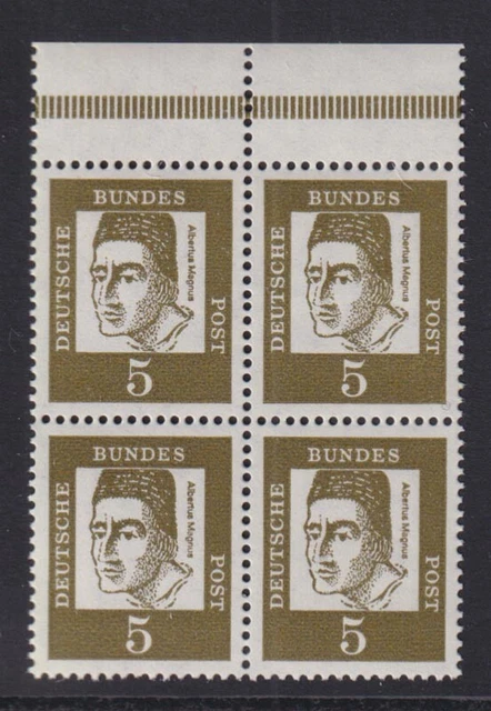 Bund 347y b mit Oberrand 4er Block aus MHB Bedeutende Deutsche 5 Pf postfrisch