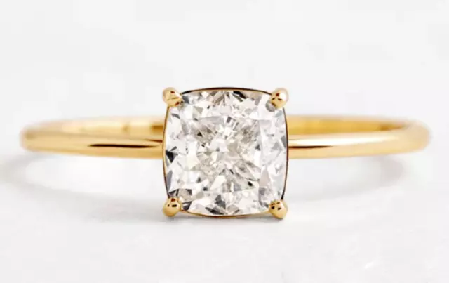 18K Plaqué Or 1 CT Coupe Coussin Moissanite Fiançailles Bague