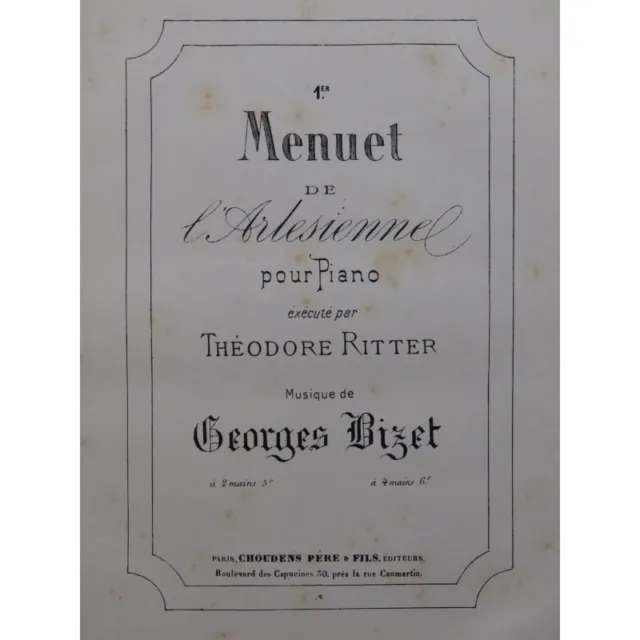 BIZET Georges Menuet No 1 de l'Arlésienne Piano ca1890