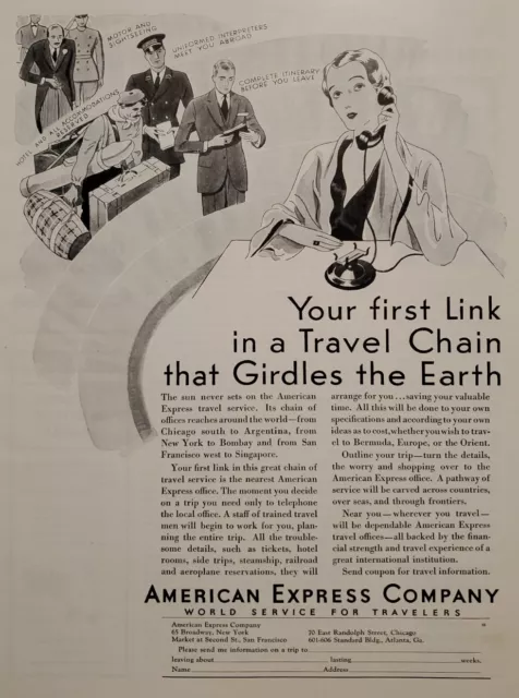 Vintage 1931 Magazine Print Ad - AMERICAN EXPRESS COMPANY - Traveler Services