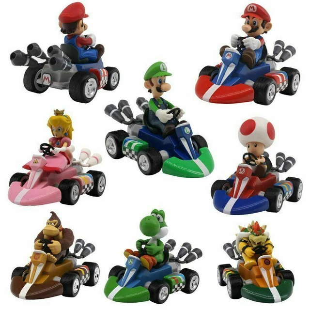 SUPER MARIO BROS Kart Pull Back Car Action Figure Toys Model Birthday
