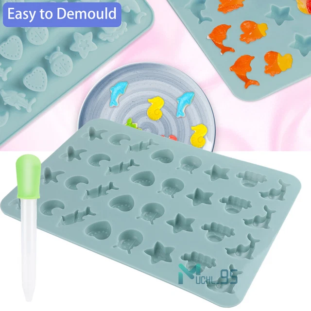 Candy Mold Silicone Chocolate Molds Cake Molds Ice Cube Tray Crayon Mold+Dropper