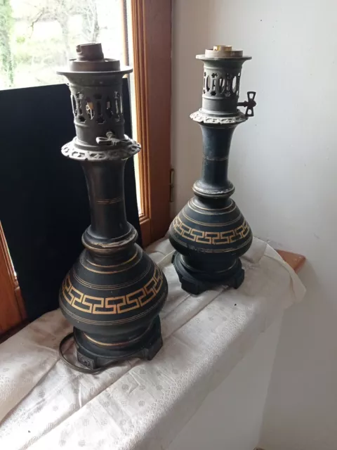 Lampe à Pétrole Huile Bronze Porcelaine Oil Lamp Ancien Napoléon III