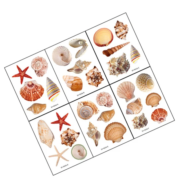 6 Sheets Bande Antidérapante Baignoire Stickers Décor De L'océan Pédale