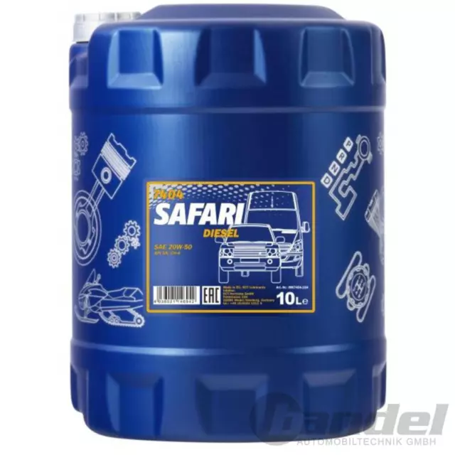 10L MANNOL SAFARI 20W-50 MOTOR-ÖL API SN/CH-4 für YOUNGTIMER OLDTIMER PKW KFZ