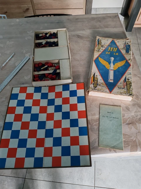 Jeu De La Quille Ancien – Société 2 Joueurs – Plateau Carton Et Bois – Bon état