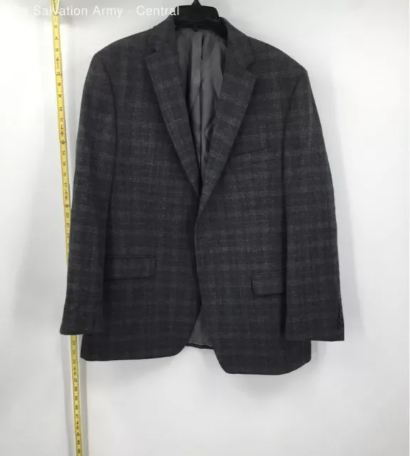 Calvin Klein Mens Black Plaid Wool Notch Lapel Two-Piece Pants Suit Set Size 44R