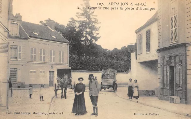 Cpa 91 Arpajon / Grande Rue Pres La Porte D'etampes / Publicite / Au Bon Marche