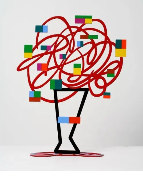 Artista David Gerstein Objeto de Arte Pop Ramo Rojo Escultura de Árbol Corte Láser