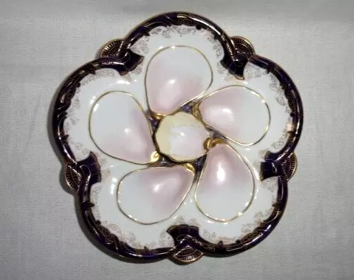 Antique Oyster Plate ~ French Limoges? ~ Hand Painted 5268