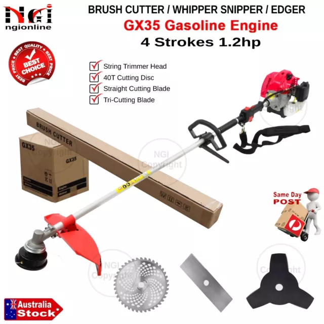 4-in-1 GX35 4 STROKES BRUSH CUTTER WHIPPER SNIPPER EDGE TRIMMER STRAIGHT SHAFT