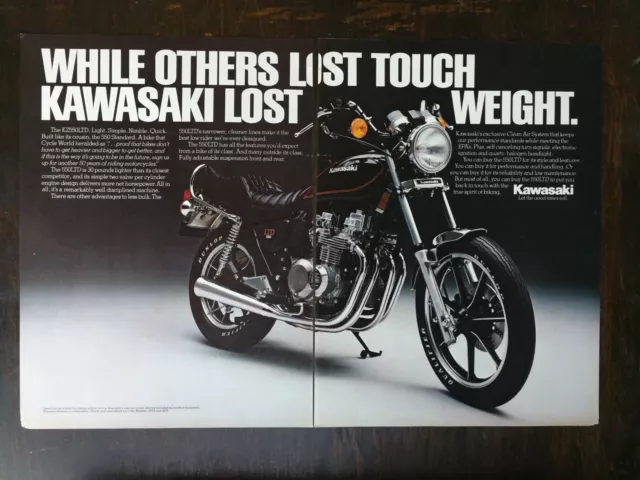 Vintage 1980 Kawasaki KZ550LTD Motorcycle Full Page Original Ad