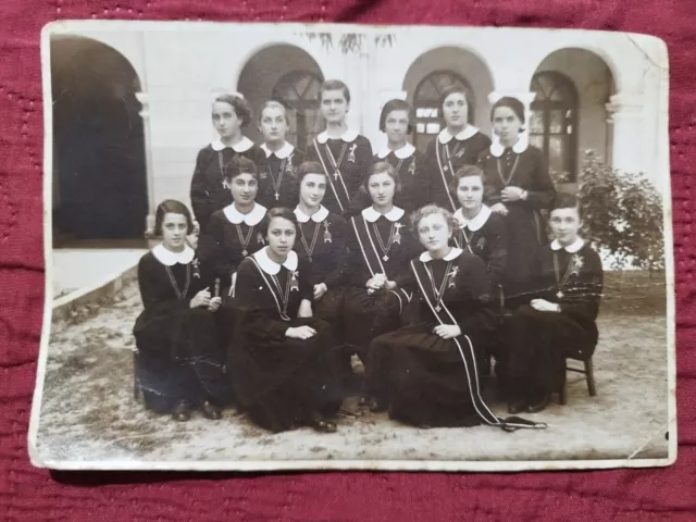 1946 Post WW2 real Photo Christian Girls School Group Probably France French