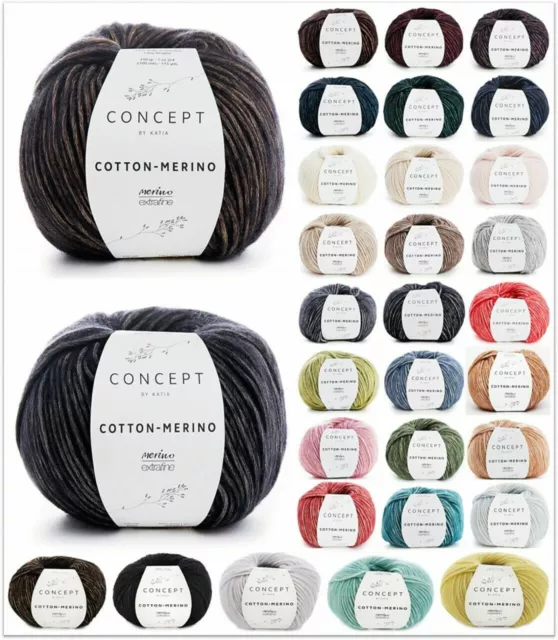 50g Katia Concept Cotton Merino Wolle Garn zum Stricken Häkeln GP 99,00€/1kg