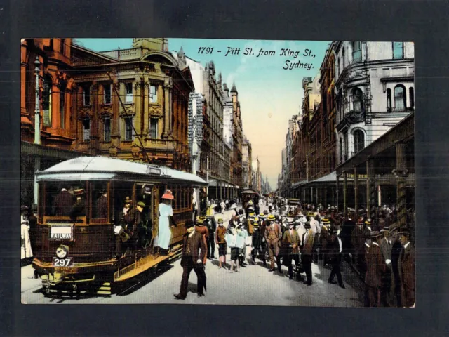 D6712 Australia NSW Sydney Trams Pitt Street SW Series vintage postcard