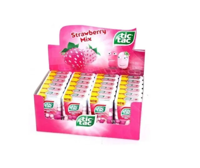 24x TIC TAC Strawberry Mix Flavour Mints Candies Pastilles Sweets Party Gift 18g