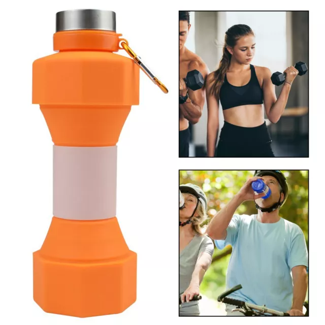 Collapsible Water Bottle 650ml Reusable Leakproof Folding Dumbbell for Fitness