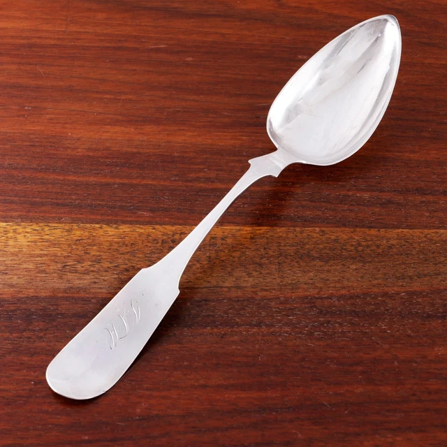 Fletcher & Bennett Louisville, Ky. Coin Silver Serving Spoon Fiddle 1853-70