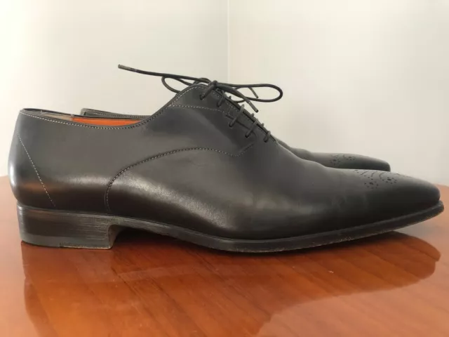SANTONI - Souliers Derby shoes Cuir Noir 44,5 FRA ( 10 UK Man ) - Très Bon état