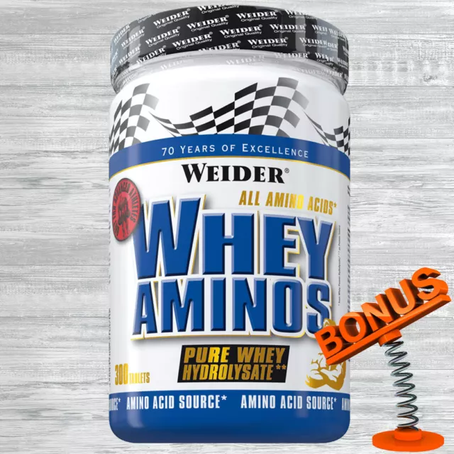 Weider Whey Aminos 300 Tabletten + Bonus 78,94 €/kg  BCAA Molkeprotein