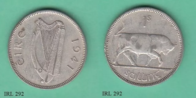 Ireland 1 One Shilling 1941 Silver Coin