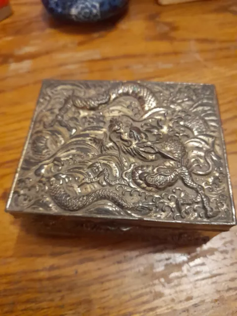 Vintage Antique Chinese Metal Dragon Box