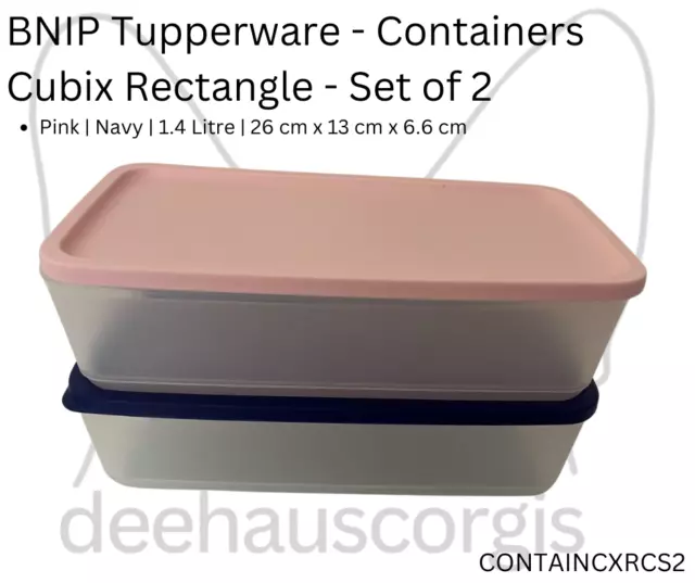 Brand New in Packaging Tupperware Container - Cubix Rectangle Pink Navy Set of 2