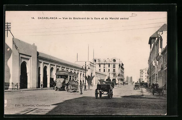 CPA Casablanca, Vue du Boulevard de la Gare et du Marché