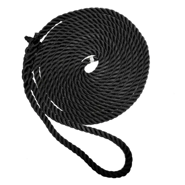 New England Ropes 1/2" X 25' Premium Nylon 3 Strand Dock Line - Black