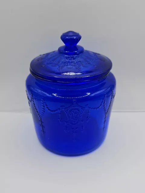 Mosser Jennifer Miniatures Cobalt Blue Cracker Jar & Lid Canister 3.5"