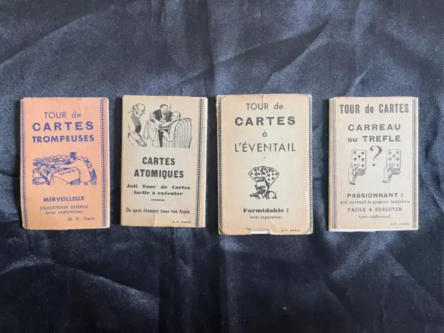 Lot de trois anciens jeux de cartes tour de magie : Cartes atomiques...DF PARIS
