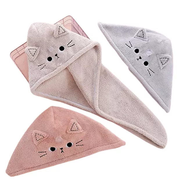 Cappellino avvolgente bagno in pile corallo gatto asciugatura rapida tappo doccia bambini