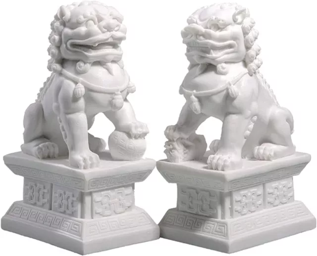 Foo Dogs of Pair Guardian Lion Statues,Beijing Lions Chinese Feng Shui Decor 4in