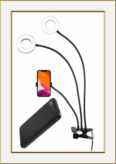 Cygnett V-Dual Classic 2 in 1 Ring Light + 5000 mAh Powerbank Bundle Selfie Set