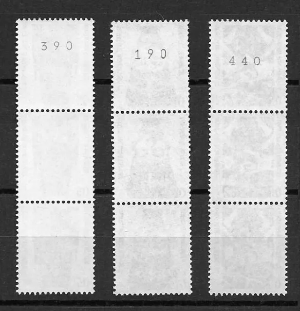 Bund  SW  RM  3X 3er Streifen postfrisch **, Rollenmarke mit Nr. 2