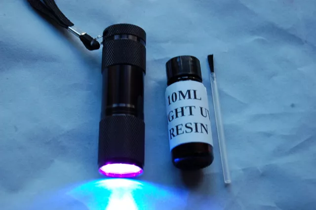 10ml Resina UV, Pegamento Ligero + 9 LED Antorcha UV para Montaje de Moscas