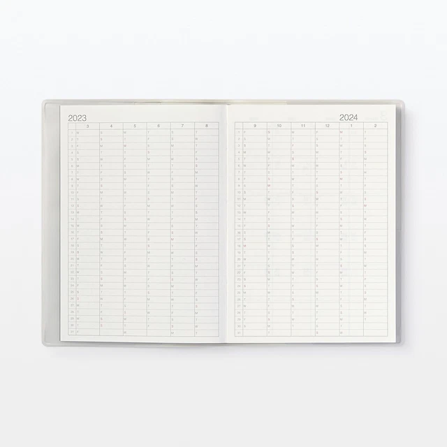 Muji Monthly Weekly Schedule Notebook White Gray B6 2023 Start Dec 2022