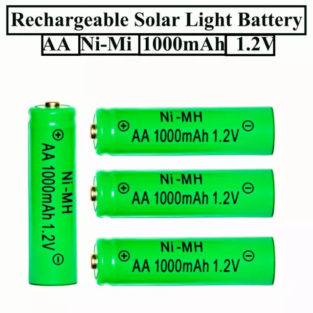 AA 1000mA Rechargeable Batteries for Solar Light NiMH 1.2v 4X AA