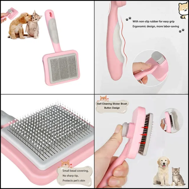 Cleaning Slicker Brush Dog Cat Bunny Pet Grooming Shedding Long or Short Hair