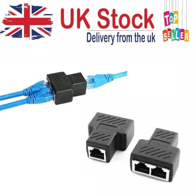 Rj45 Splitter Adapter Lan Network Ethernet Cable 1-2 Way Dual Connector Plug