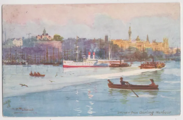NSW AUSTRALIA - Sydney, Darling Harbour, Fullwood 'Art' colour postcard, 1900s