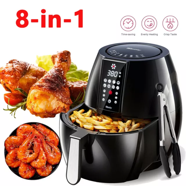 Sboly Digital Air Fryer 6L Air Oven Low Fat Healthy Cooker Rotisserie 8 Modes UK