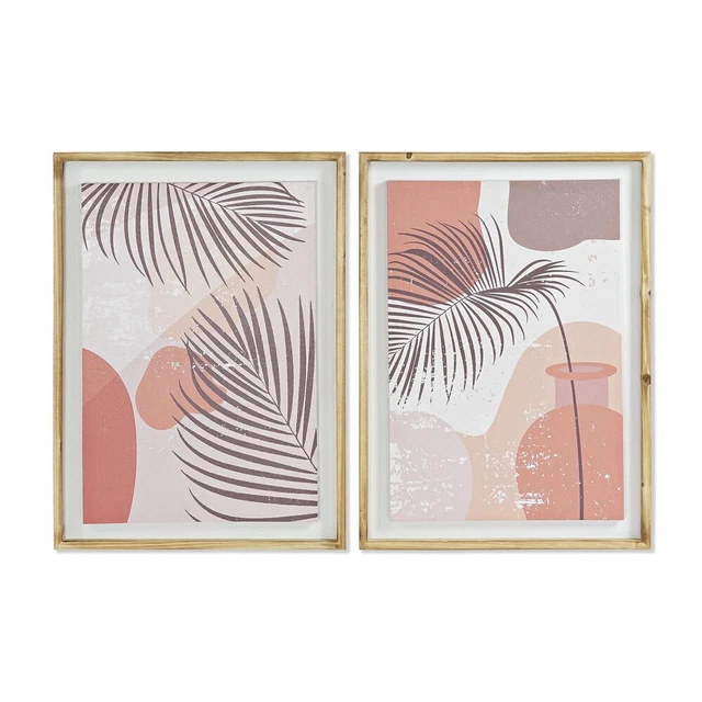 Cadre DKD Home Decor Tropical Feuille d'une plante (50 x 2,3 x 70 cm) (2 Unités)
